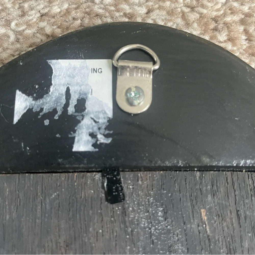 Vintage Wood Celestial Moon & Stars Oval wall Mirror or Picture Frame, 7” x 12”